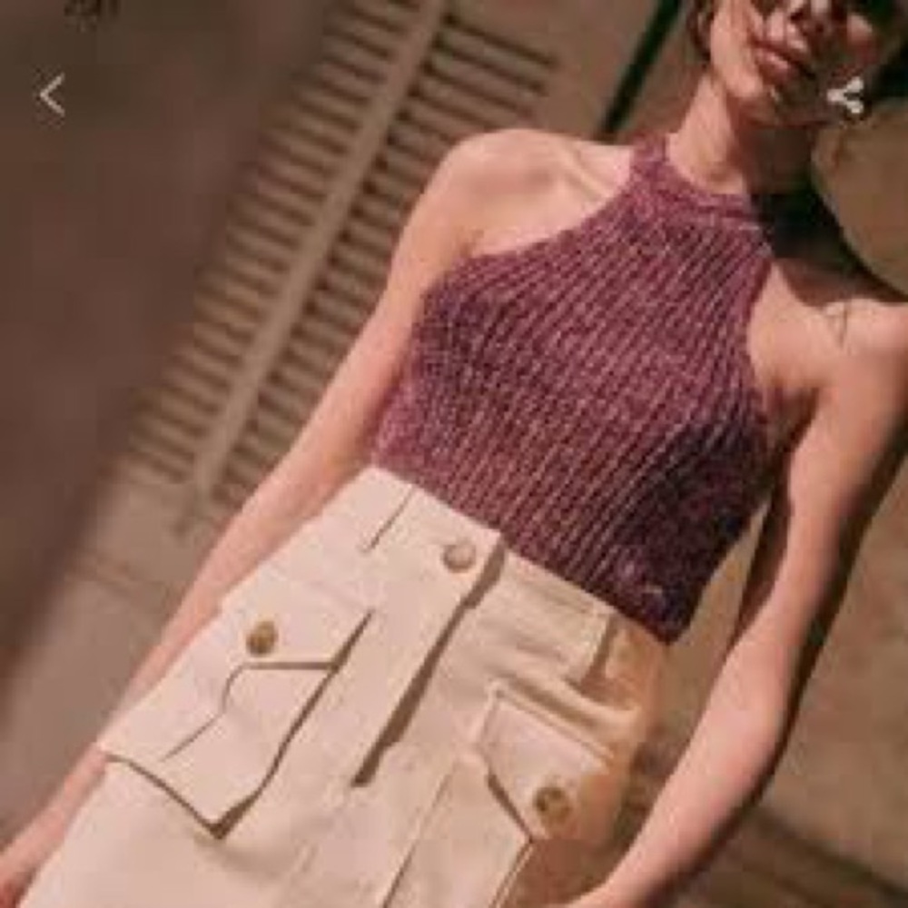 Sezane Jessica knit halter tank - multicolor metallic in size S
